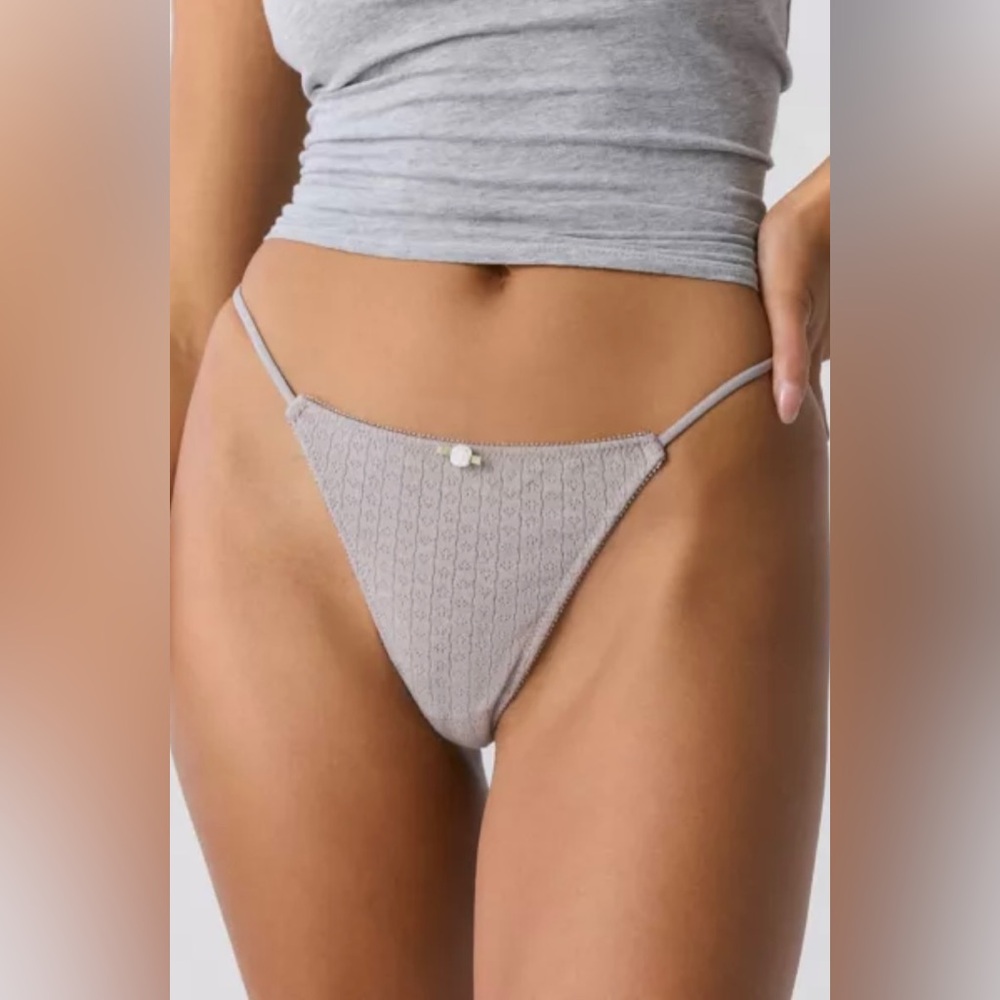Urban Outfitters Grey Pointelle Thong Size L NWT